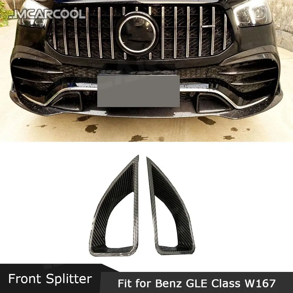 

Dry Carbon Fiber Material Front Bumper Fins Decoration for Mercedes Benz GLE Class W167 GLE53 AMG SUV 2020 UP