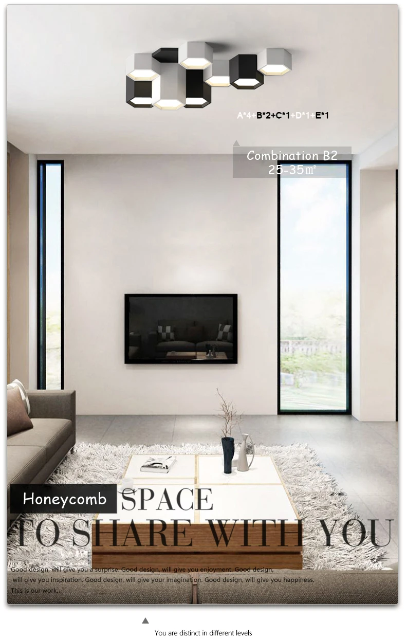 Moderno e Minimalista Lâmpada do Teto Sala de Estar Faça Você Mesmo Combinação Hexágono Design Ferro Fosco Led Iluminação Decoração Acrílico Dispositivo Elétrico 15 lâmpada do teto ferro fosco led sala