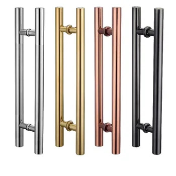 

1 Pair Glass Door Handle Stainless steel Gate handles Gold/Silver/black Pulls for Store Office Bar Door Pulls and Push