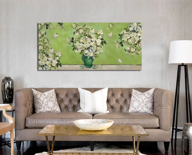 

Canvas Wall Art White Wild Rose Flowers by Vincent Van Gogh Reproduction Painting Print Wall Picture for Living Room Home Decor