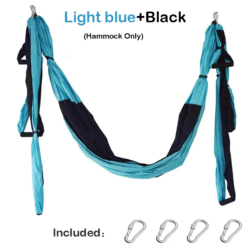 L blue Black Йога-гамак Тренажерное силовое инверсия антигравитационная подвесная растягивающаяся ремень для йоги - Цвет: L blue Black