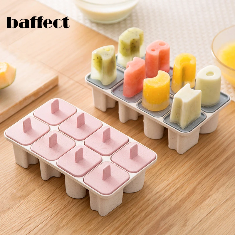 

Baffect 8pcs/Box Ice Cream Mold Makers DIY Popsicle Molds PP Ice Cube Molds Letter Cute Ice Cream Tools For Kids