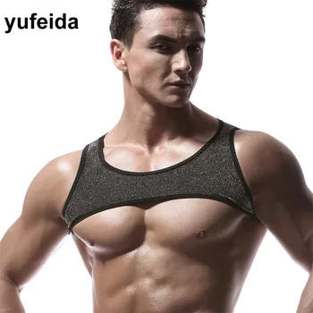 

Sexy Lingerie Body Chest Harness Men Elastic Shoulder Harness Strap Stage Costume Dance Clubwear Bondage Clothes Men Tank Tops
