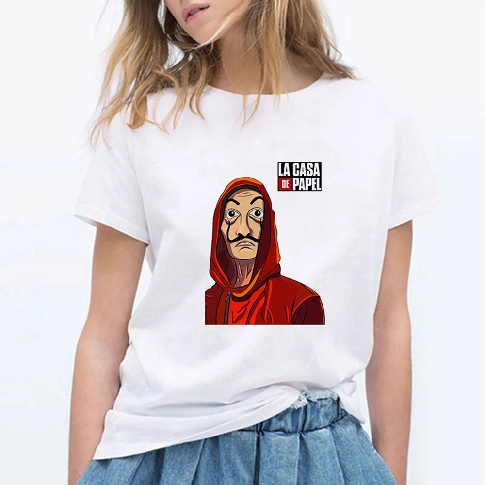 Money Heis House of paper Футболка женская 90s забавная Футболка Harajuku Женская Ulzzang футболка TOKIO Tee La Casa De Papel Топ в стиле хип-хоп - Цвет: 19bk430