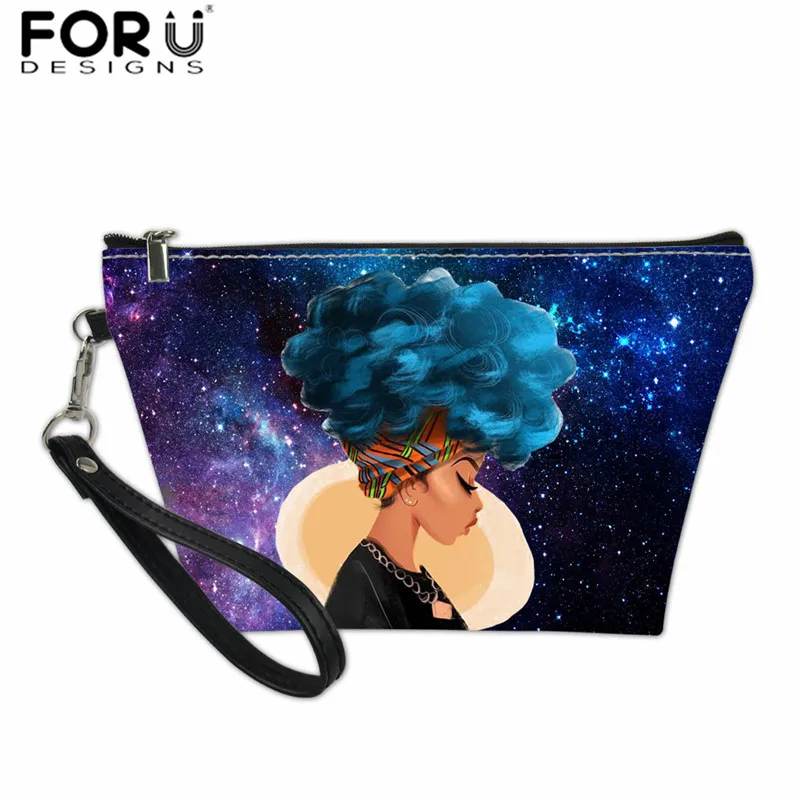 Z4061Z8 FORUDESIGNS/Черная Королева африканская афро леди принты женские макияж сумки несессер feminina кожа молния Косметический портативный мешок - Цвет: Z4061Z8
