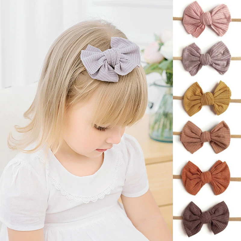 1pcs Cable Baby Bow Headbands Soft Children Nylon Baby Girl Headband Elastic Hair Bands For Baby Hair Accessories Kids Headwear baby essential 