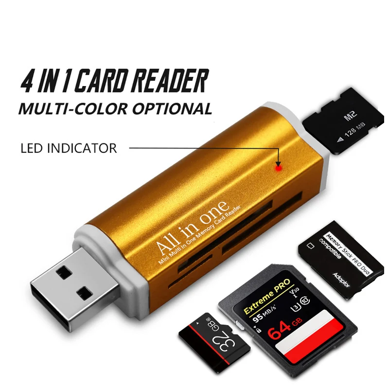 Мульти все в 1 Micro USB 2,0 считыватель карт памяти Адаптер для Micro HC TF M2 MMC MS PRO DUO кардридер