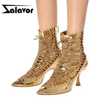

ZALAVOR Woman High Heel Boots Real Leather Pointed Toe Ankle Boots Women Fashion Sexy Winter Shoes Woman Size 34-43