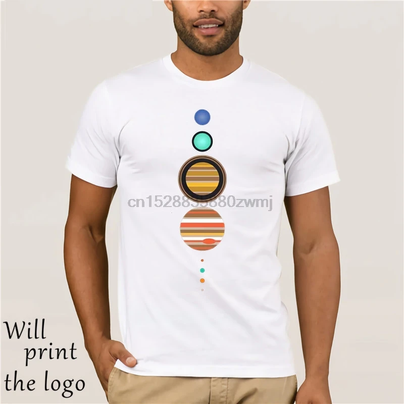 Солнечная система Футболка-забавная футболка космическая Астрономия Мода ретро