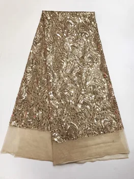 

Latest French Nigerian Laces Fabrics High Quality Tulle African Laces Fabric Wedding African French Net Lace Fabric J1771 gold