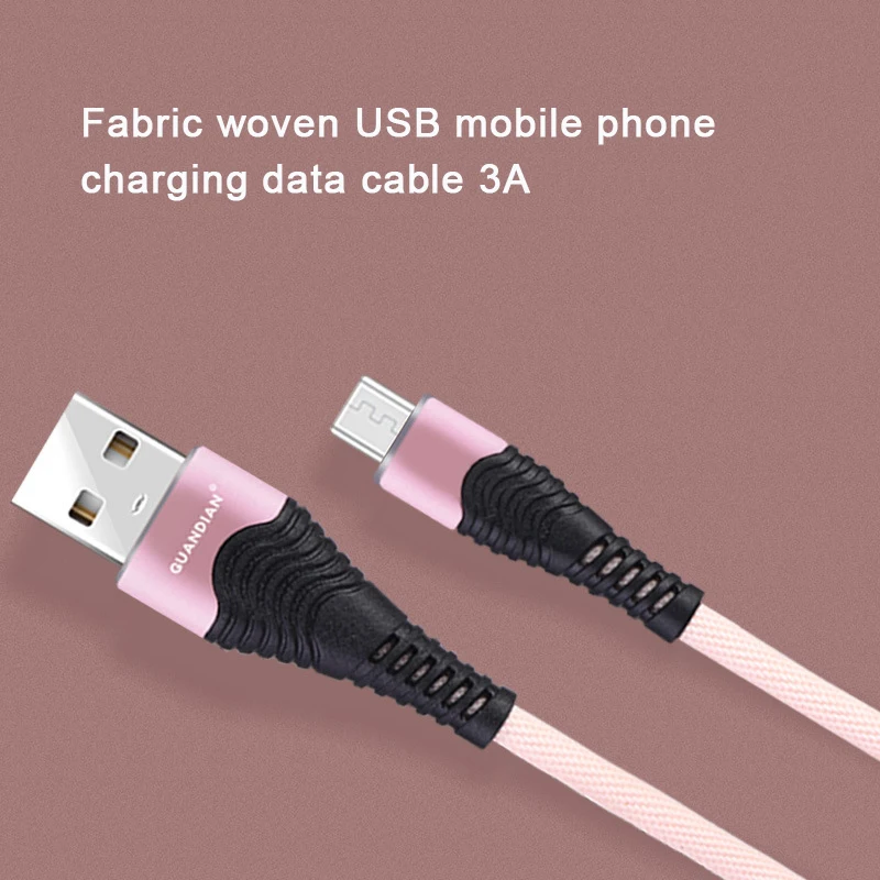 Подходит для Android универсальный USB кабель для передачи данных для мобильного телефона type-c IOS тканевый зарядный кабель 3A Быстрая зарядка 1 м micro usb