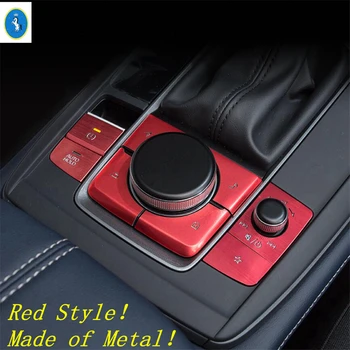

Yimaautotrims Shift Gear Panel Decoration / Start Stop Engine Push Button Frame Key Ring Cover Trim For Mazda 3 CX-30 2020