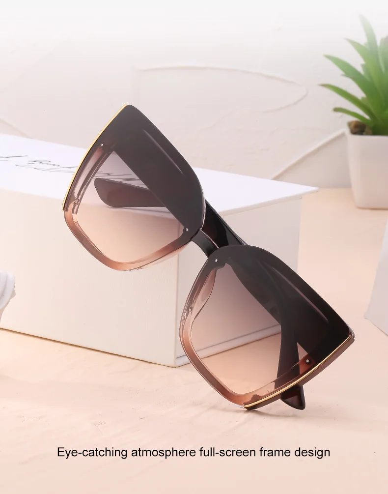 designer sunglasses Oversized Cat Eye Sunglasses Women 2022 Luxury Brand Fashion Large Frame Square Sun Glasses for Men Retro Trendy Cateye Eyewear reader sunglasses