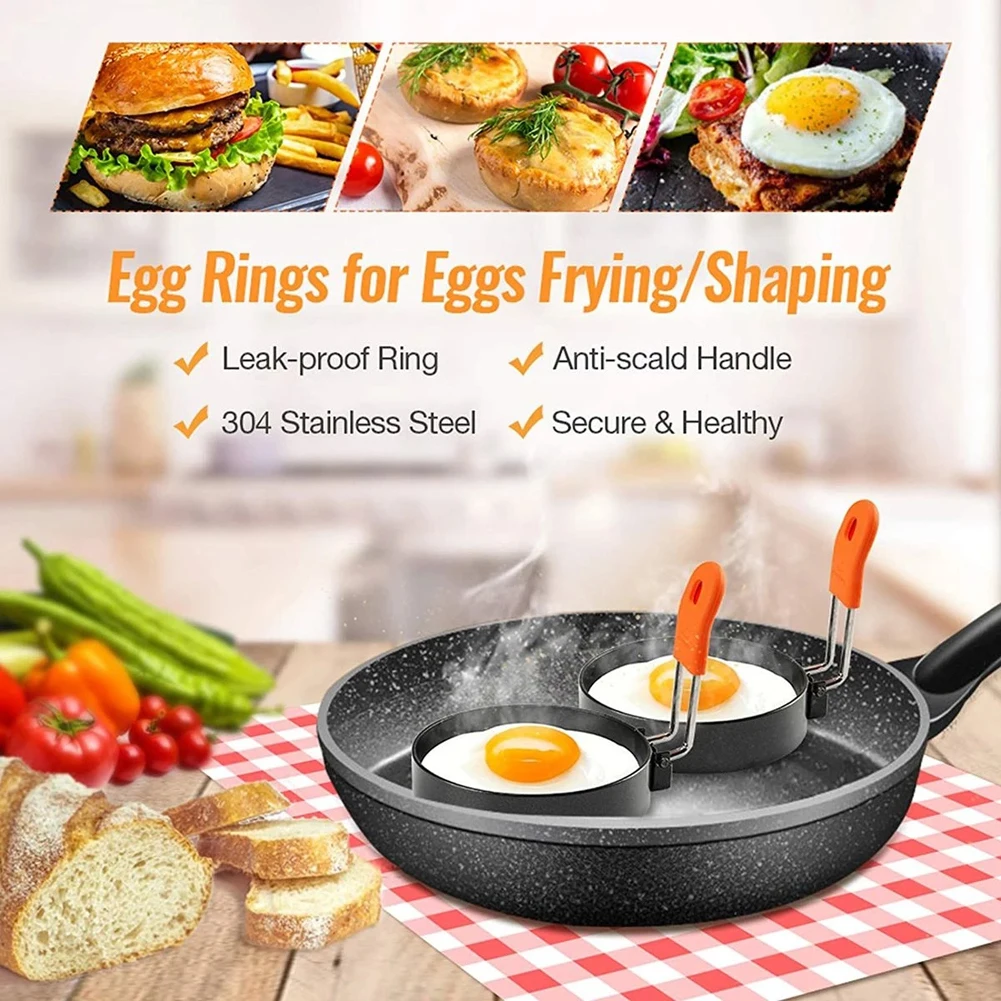 Silicone Egg Rings, 4 Pack Nonstick Egg Cooking Rings, 100% Food Grade Egg  Mcmuffins Mold for Frying Eggs, Pancake and Omelet