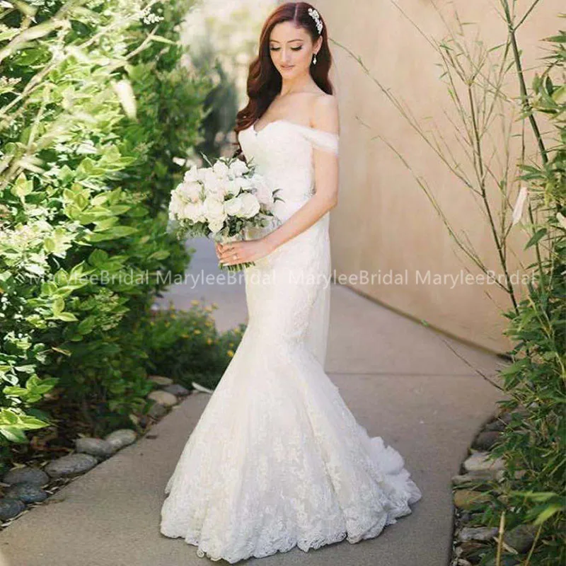 Vestido De Noiva Rendado Элегантное свадебное платье русалки с открытыми плечами Robe De Mariee на заказ белое свадебное платье цвета слоновой кости Новинка