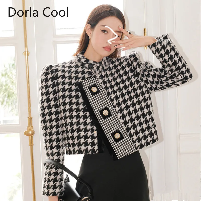 

New Runway Designer Plaid Jacket for Women Buttons Patchwork Short Coat Spring Autumn Lady's Luxury Chic Streetwear Cool Coats