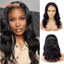 

100% Human Hair Body Wave 4x4 Closure Wigs For Black Women 1B Natural Color Remy Brazilian Hair 13x1 Lace Frontal Wigs Ladyrite