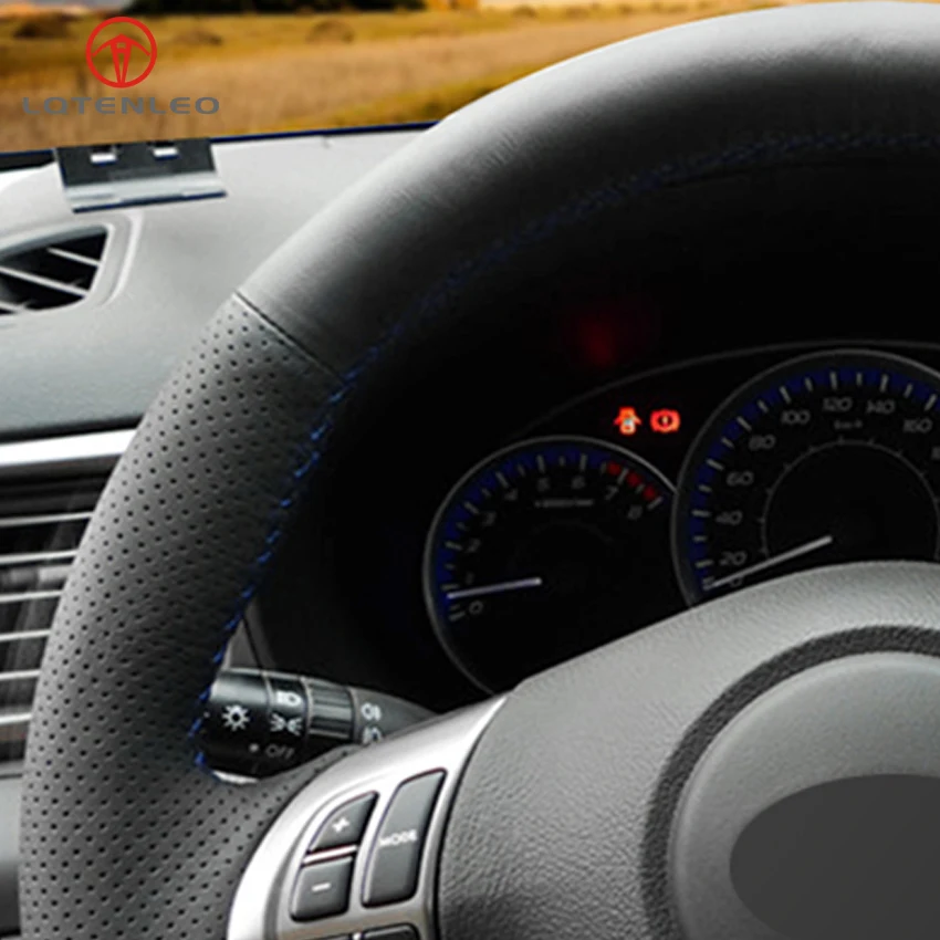 LQTENLEO черный чехол рулевого колеса автомобиля из натуральной кожи для Subaru Forester 2008