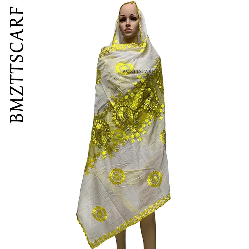 Африканский летний шарф Мусульманский вышитый платок хлопок сплайсинга шарф из тюли для шали BM586 - Цвет: BM586 19