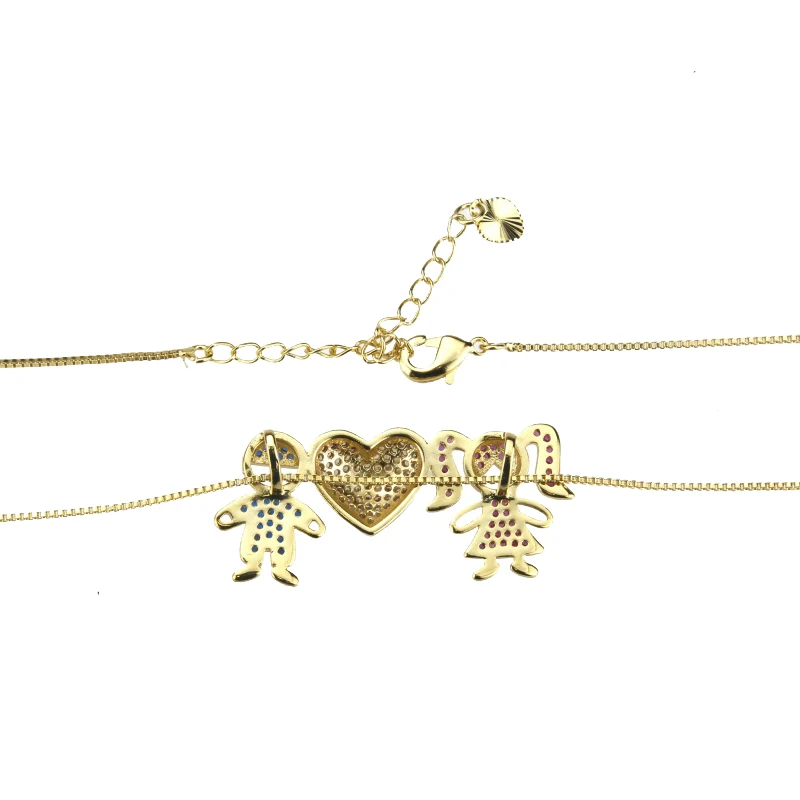 SUNSLL новое Золотое медное ожерелье, циркониевое ожерелье, ожерелье в форме сердца для мальчиков и девочек, модное милое ювелирное ожерелье для женщин и детей