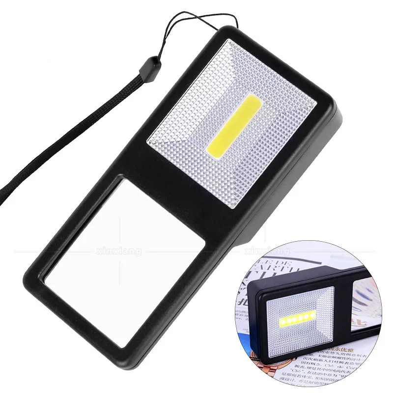 

3x Mobile Phone Rectangular Flashlight Illumination Magnifier 7 LED Lights Portable Black/White Two-Color Optional