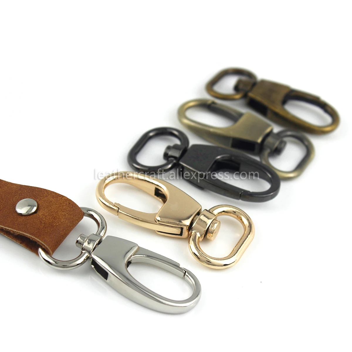 1pcs Metal Snap Hook Trigger Clips Buckles Oval Ring for Leather Strap