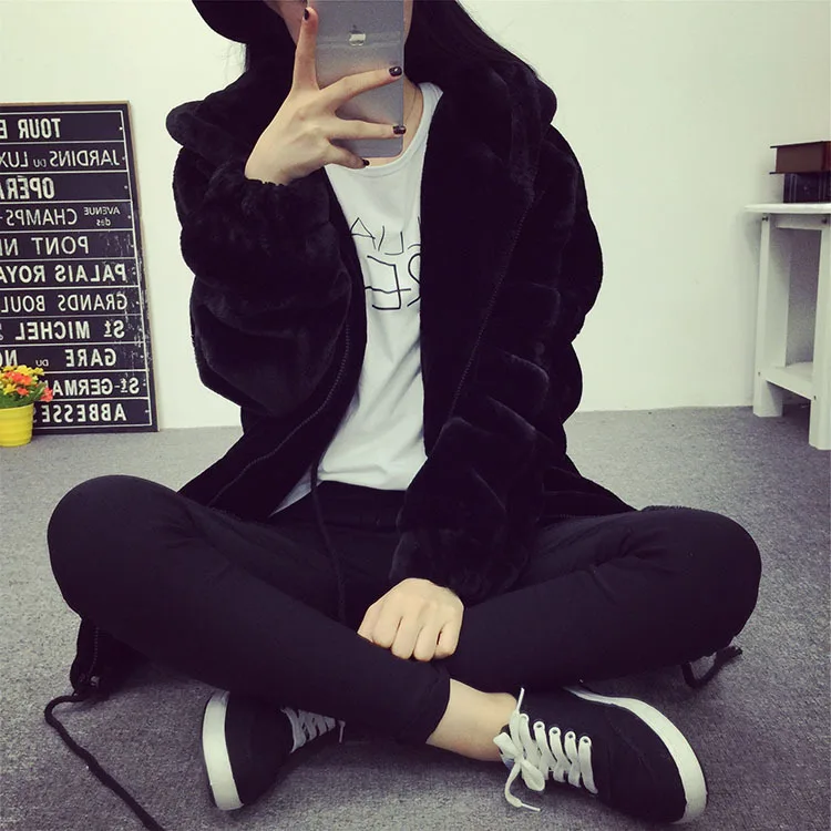 

2018 Winter New Style Imitation Mink Fur Clothing Mid-length Tops Teddy Bear Ear Sell Meng Warm Coat