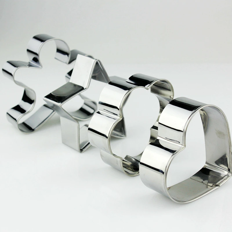 4 Pcs/Set Stainless Steel Cookies Gingerbread Man Heart Star Flower Fondant Biscuit Mould Bakery Tools