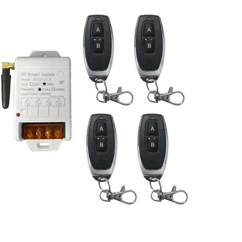 AC 220 v 380v 1 ch wireless remote control light switch receiver transmitter fan/light RF relay switch 433mhz 315mhz