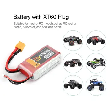 

HJ 11.1V 1500MAH 35C 3S Lipo Battery XT60 Plug Rechargeable for RC Racing Drone Helicopter Car Boat Model