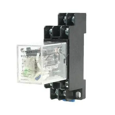 

DC 12V Coil 8 Pin 35mm DIN Rail Electromagnetic Relay Power Relay MY2NJ w Socket
