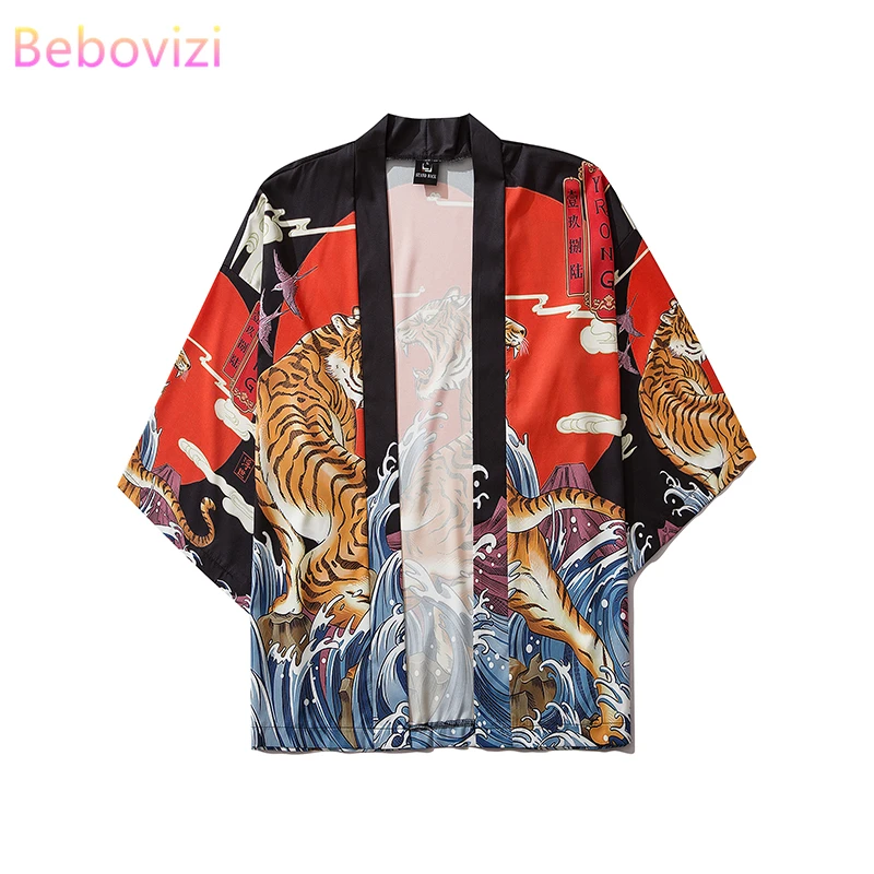 17 Style Tiger Printing Harajuku Japanese Fashion Kimono Women Men 2020 Cardigan Blouse Haori Obi Asian Clothes Samurai 2022 new summer men s suit casual fashion printing t shirt beach shorts set men o neck tees 2 piece set asian small size s 5xl