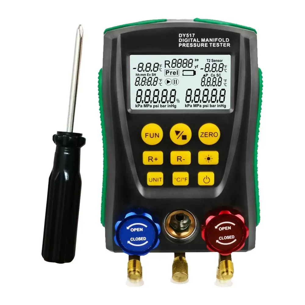

0~6000 Kpa DY517 Pressure Gauge Refrigeration Digital Vacuum Pressure Manifold Tester Meter Temperature Tester