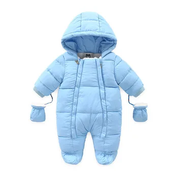 

Autumn and winter Baby clothes Hooded Thicken snowsuit velvet padded warm cotton Baby boy girl Romper coat 6M-24M