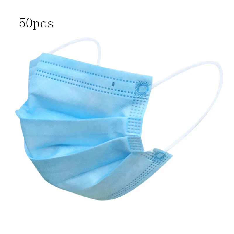 

50pcs Disposable 3-Layers Of Protection Mask Full Filtering Dust Dust Civilian disposable non-woven masks for women men
