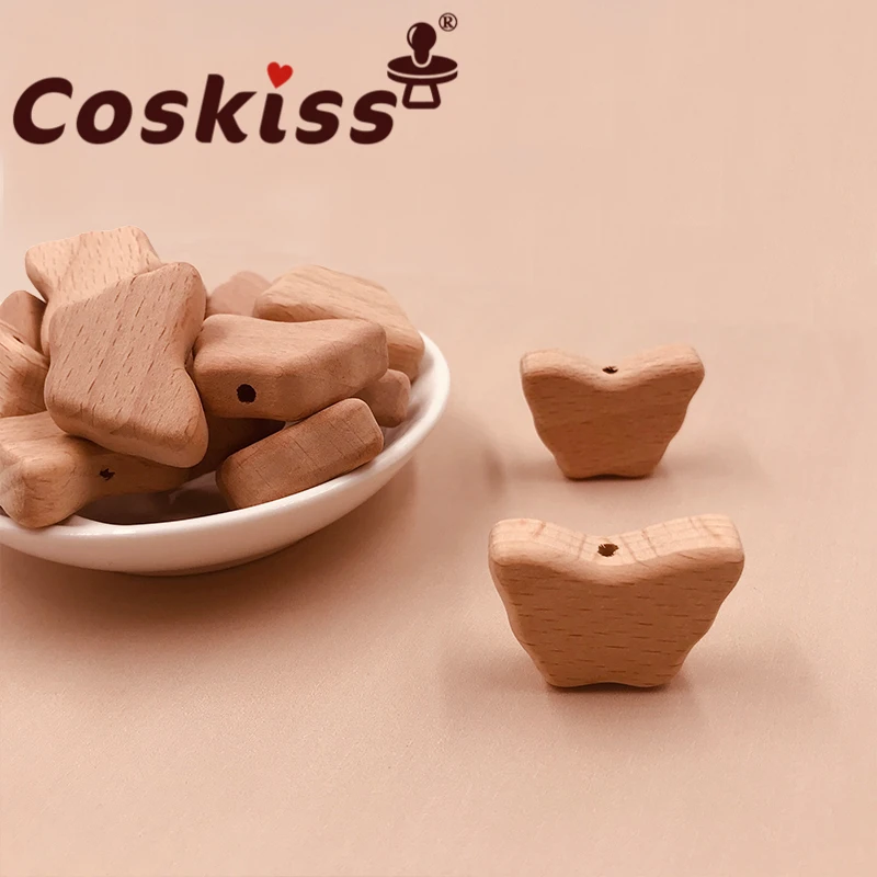 

Coskiss 10pcs Food Grade Wood Bead Beech Wooden Clouds Animal Beads DIY Teething Nursing Mom Necklace jewelry Making Teethers