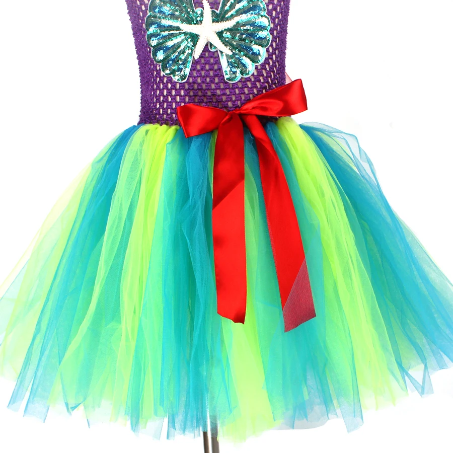 Handmade Mermaid Birthday Tutu Set Smash Cake Outfit Baby Girls Under the Sea Theme Mermaid Tutu Dress Dance Recital Tulle Dress (13)