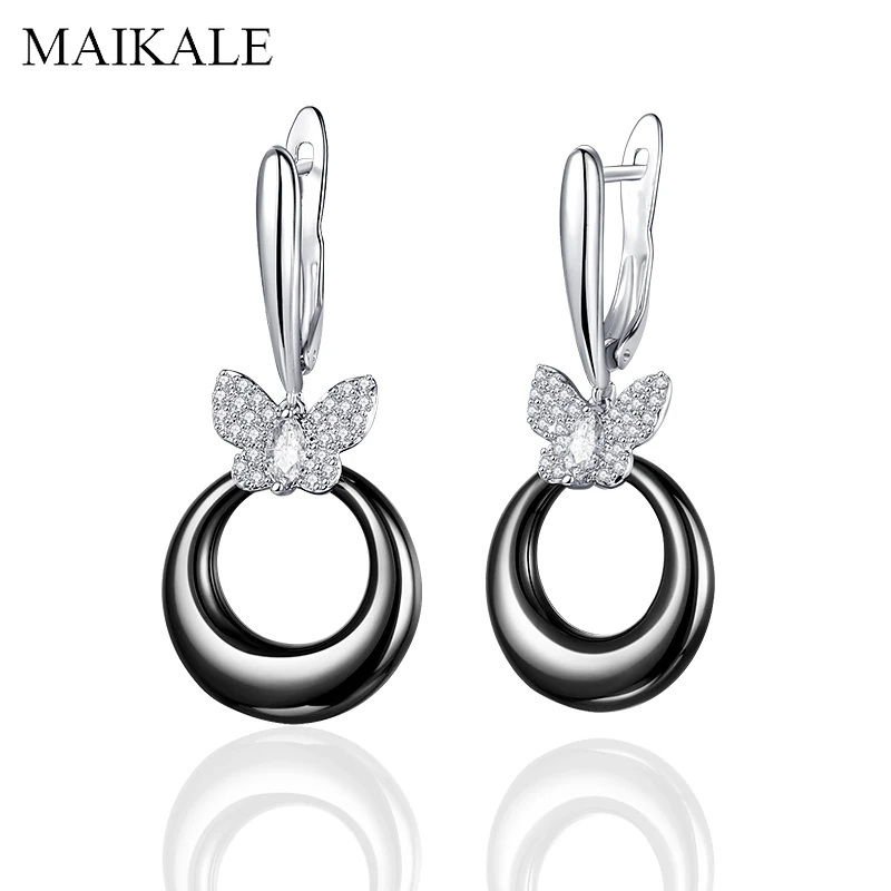 Женские Классические керамические серьги MAIKALE новые черные подвески с