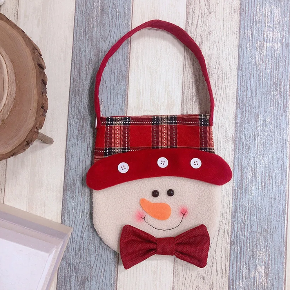 B 18X22CM Детский мешок для конфет Рождество мультфильм конфеты мешок портативный Подарочный мешок инновационный Лось Снеговик Санта Клаус подарок сумка Украшение - Цвет: B 18X22CM