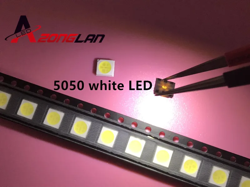 100 шт. 5050 Белый SMD/SMT СВЕТОДИОДНАЯ лампа с 3 чипами супер ярсветильник высокого