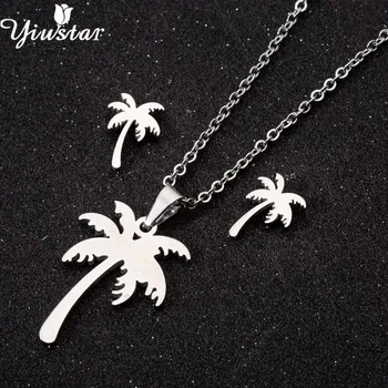 

Yiustar Boho Coconut Palm Tree Pendant Necklace Hawaii Jewelry for Women Stainless Steel Tree Necklace Plant Earrings Wholesale
