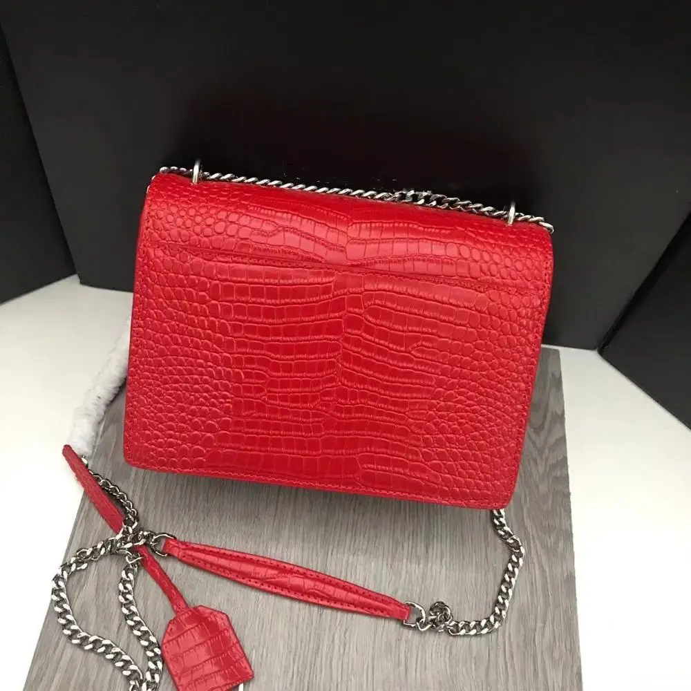 Роскошная Брендовая женская сумка, дизайнерская Европейская и американская Классическая сумка из крокодиловой кожи, сумка на плечо, модная женская сумка на первый выбор - Цвет: Красный