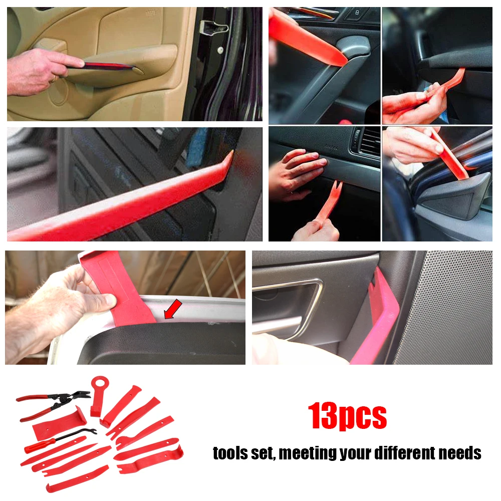 

13pcs Auto Car Audio Radio Interior Door Panel Demolition Installation Pry Tool Repairing Hand Tools Kit Screwdriver Pliers