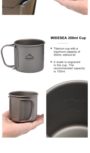 widesea Camping Mug, Camping Coffee Mug,Lightweight Backpacking Camping Mug  with Collapsible Handle for Travel Picnic Hiking