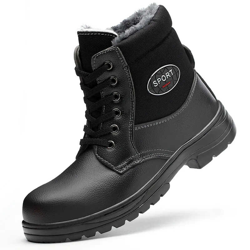 

Размера плюс защитные ботинки для мужчин, повседневные рабочие ботинки на осень и зиму, теплые зимние ботинки из хлопка со стальными носками, защитные ботильоны