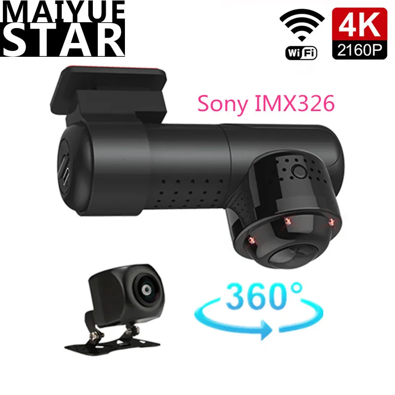 4K 2160P Мини 360 ° панорамный Автомобильный видеорегистратор Sony IMX326 камера Novatek 96660