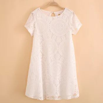 

Women/ lady Summer Clothes Plus Size 4XL Casual Hollow Out short-sleeves O-neck Mini A-line Dress for girls