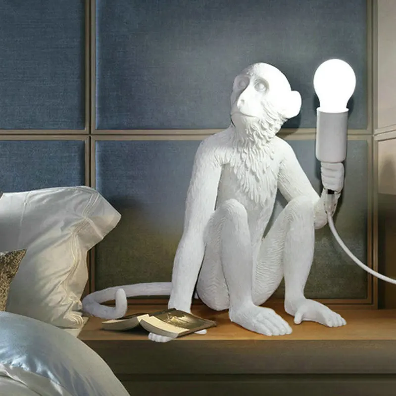 Vintage Industrial Design Monkey LED Night Table Lamp for Bedroom Living Room Personal Office Coffee Restaurant Bar Indoor Decor