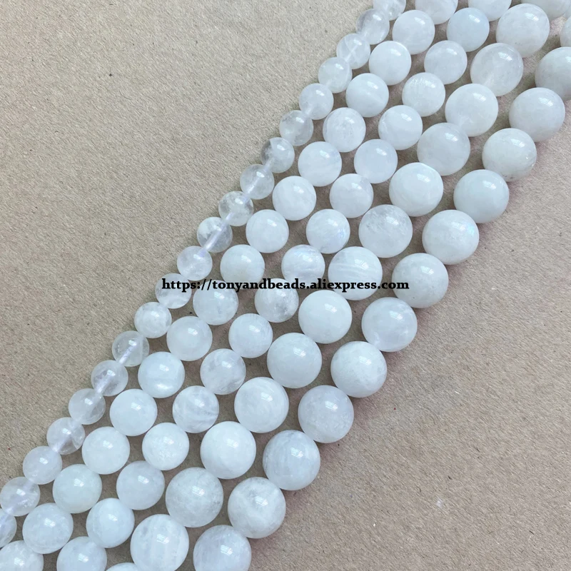 Genuine Semi-precious Natural A Quality Clear Blue Shine White Moonstone  Round Loose Beads 15 6 8 10mm For Jewelry Making Diy - Beads - AliExpress