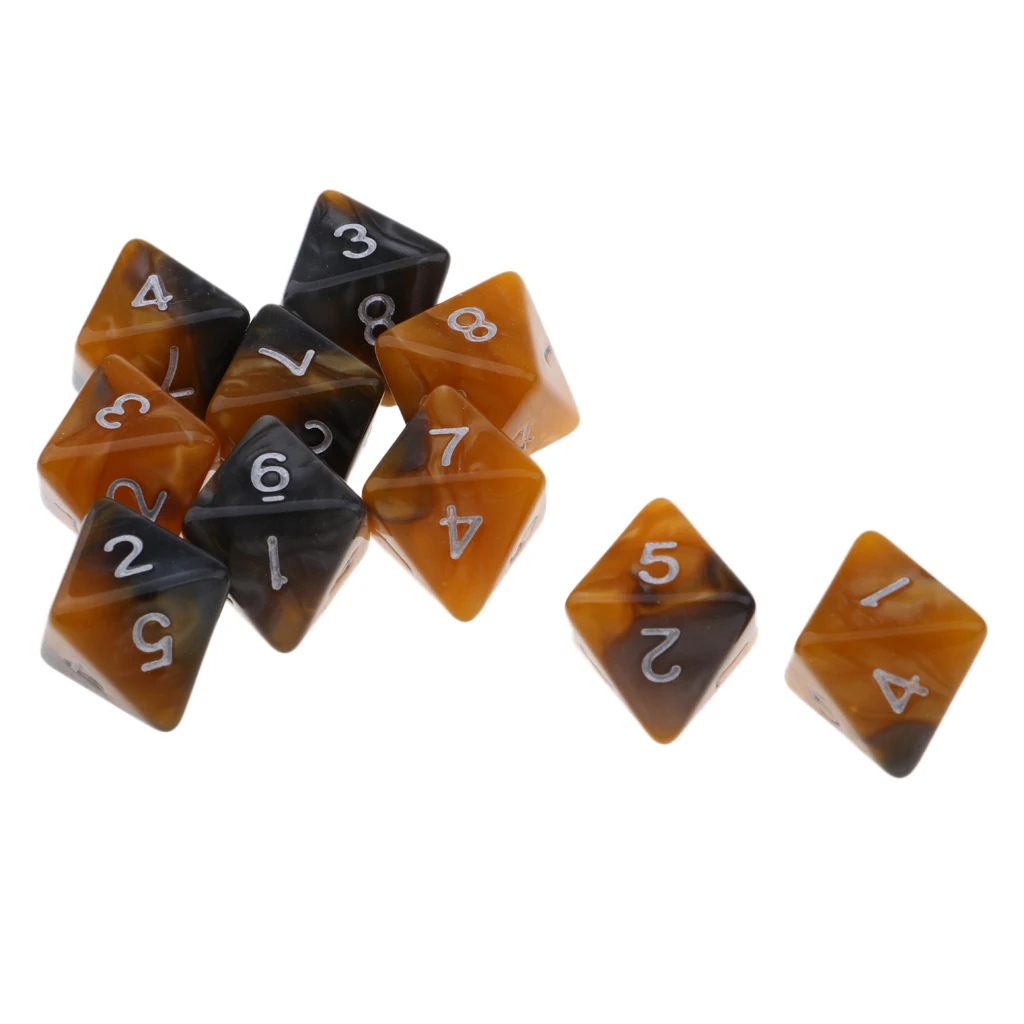 10 Pieces Polyhedral Dice Set Multi-sided Dice D8 for TRPG D& Dragons Game 8-sided Dice Set 